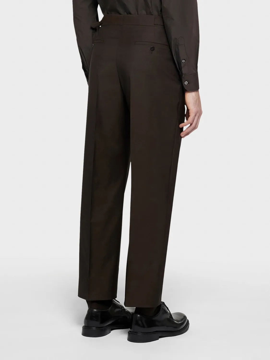 Caruso pantalone vita alta lana mohair marrone