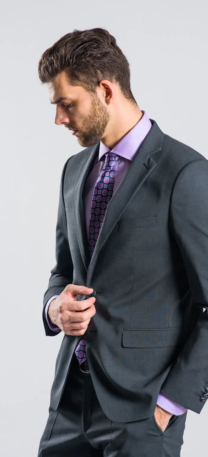 Alain Delon Abito Slim Fit Grigio Anti-piega