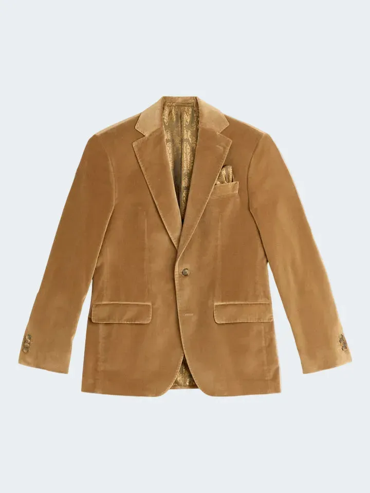 Sand Menswear Napoli blazer velluto cammello chiaro regular