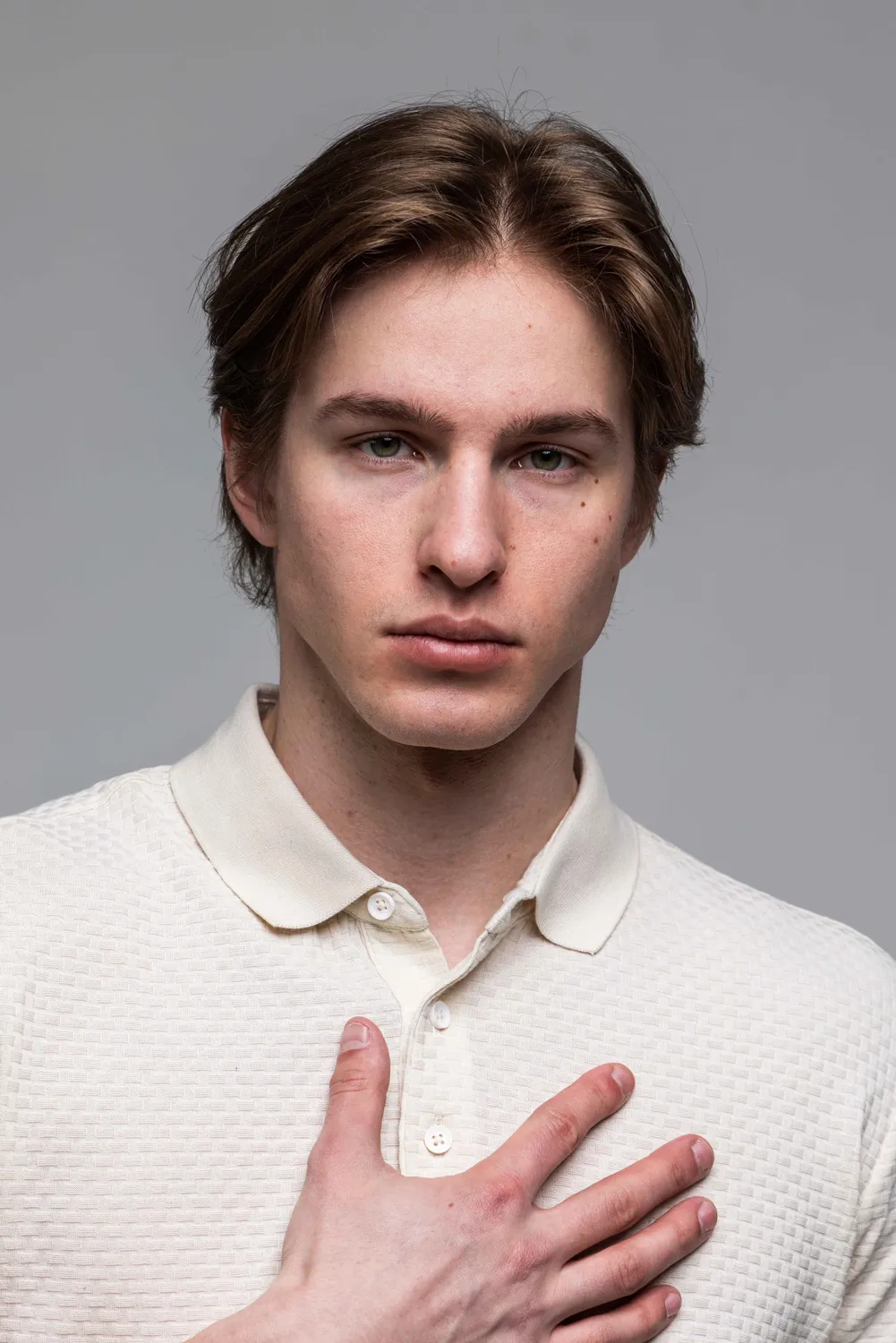 Alain Delon polo beige manica corta cotone texture