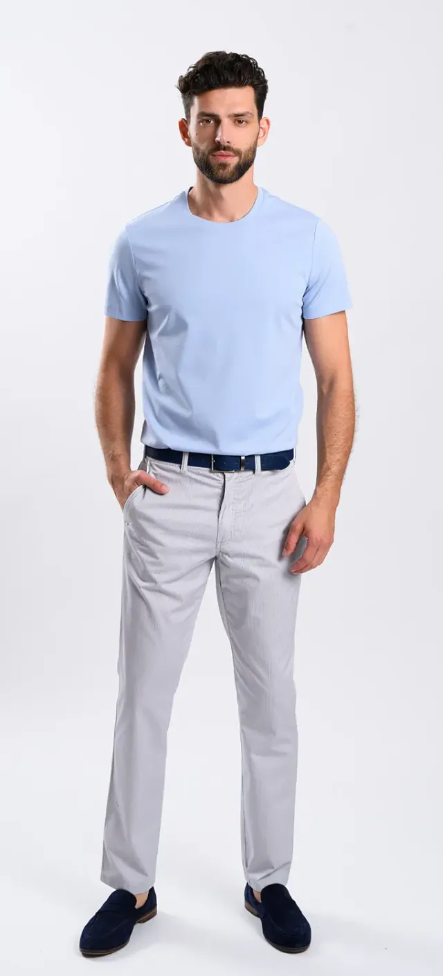 Alain Delon Chino Beige Stampa Gallo Slim Fit