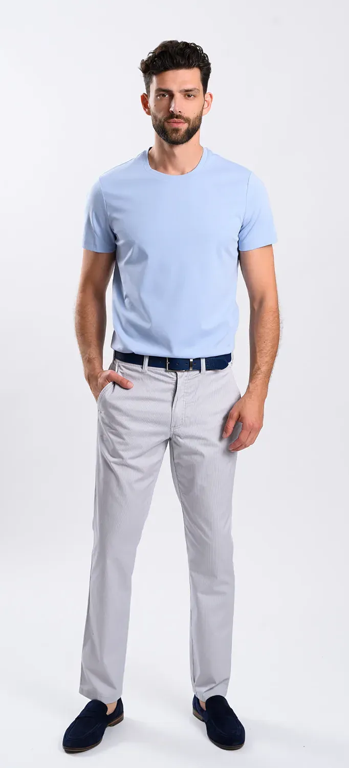 Alain Delon Chino Beige Stampa Gallo Slim Fit