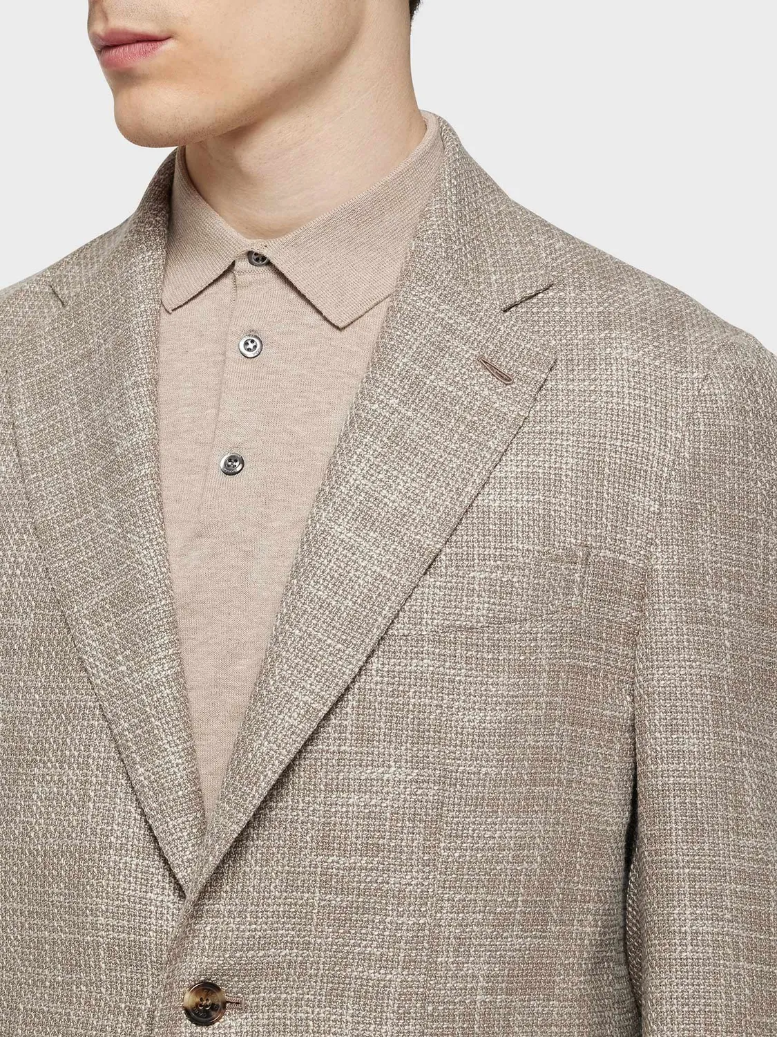 Caruso Butterfly giacca lana seta lino beige sfoderata