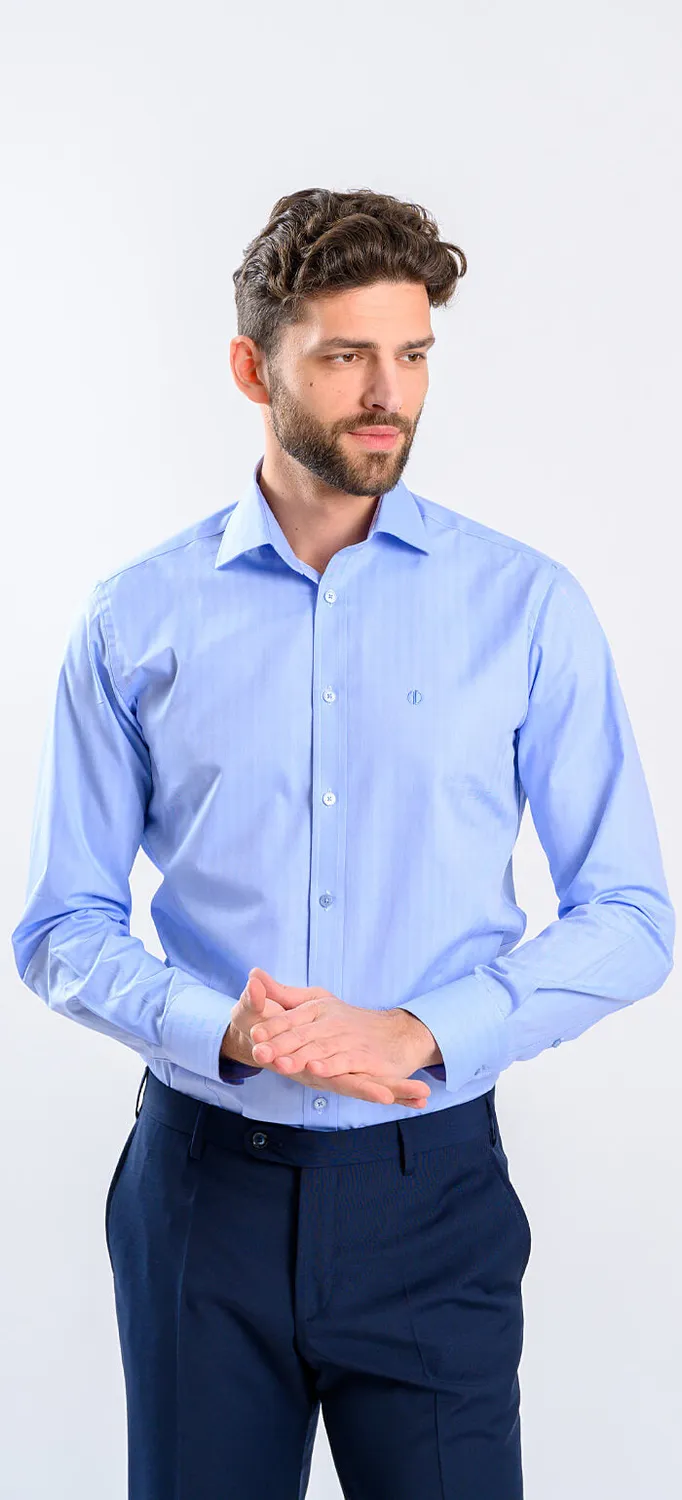 Alain Delon camicia azzurra righe extra slim
