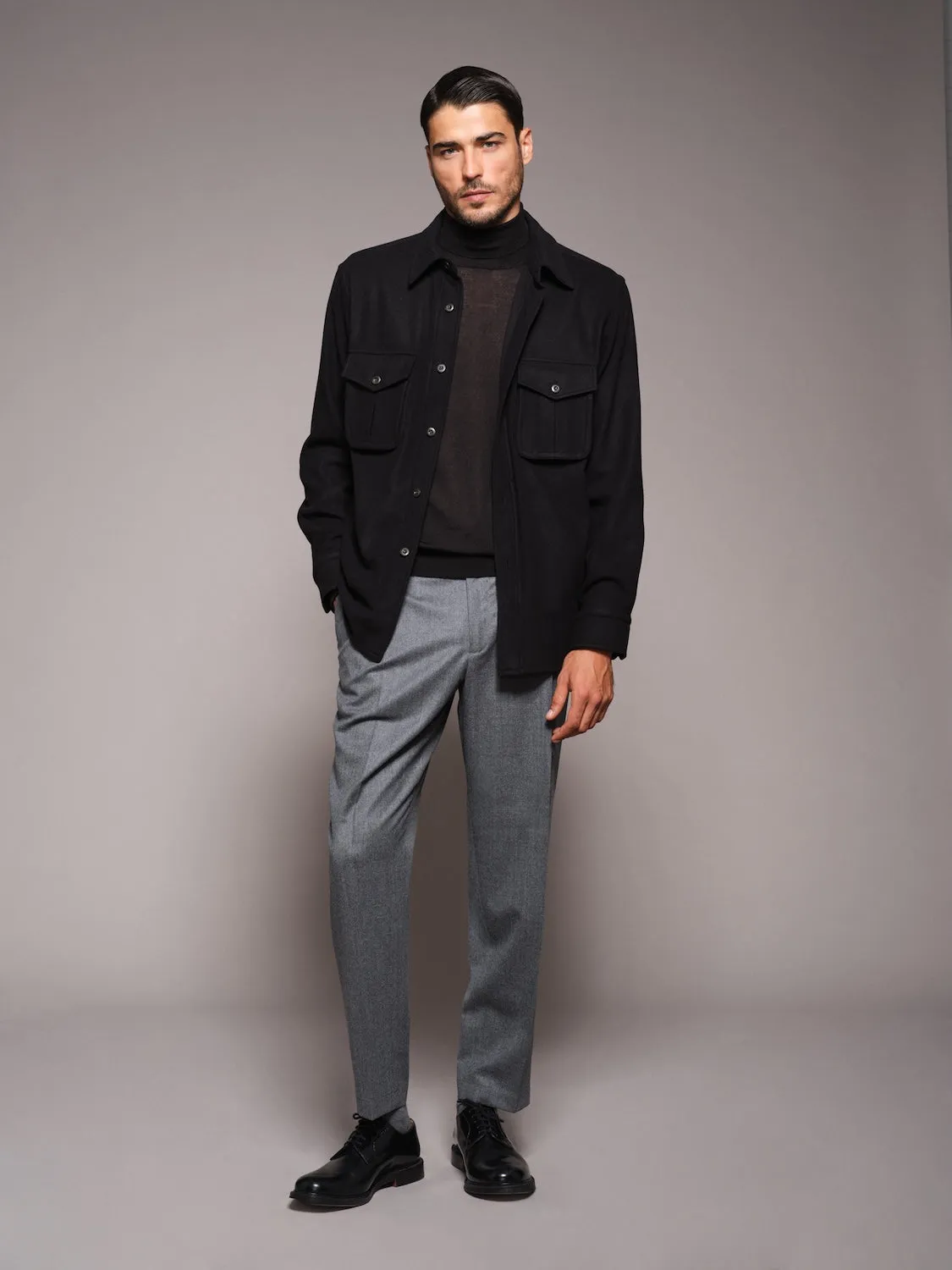 Caruso Aida overshirt lana 180s nera