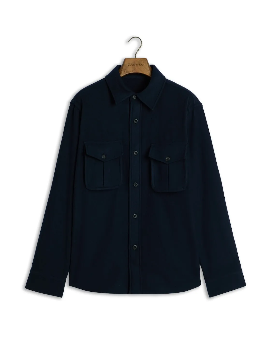 Caruso Aida overshirt lana 180s blu