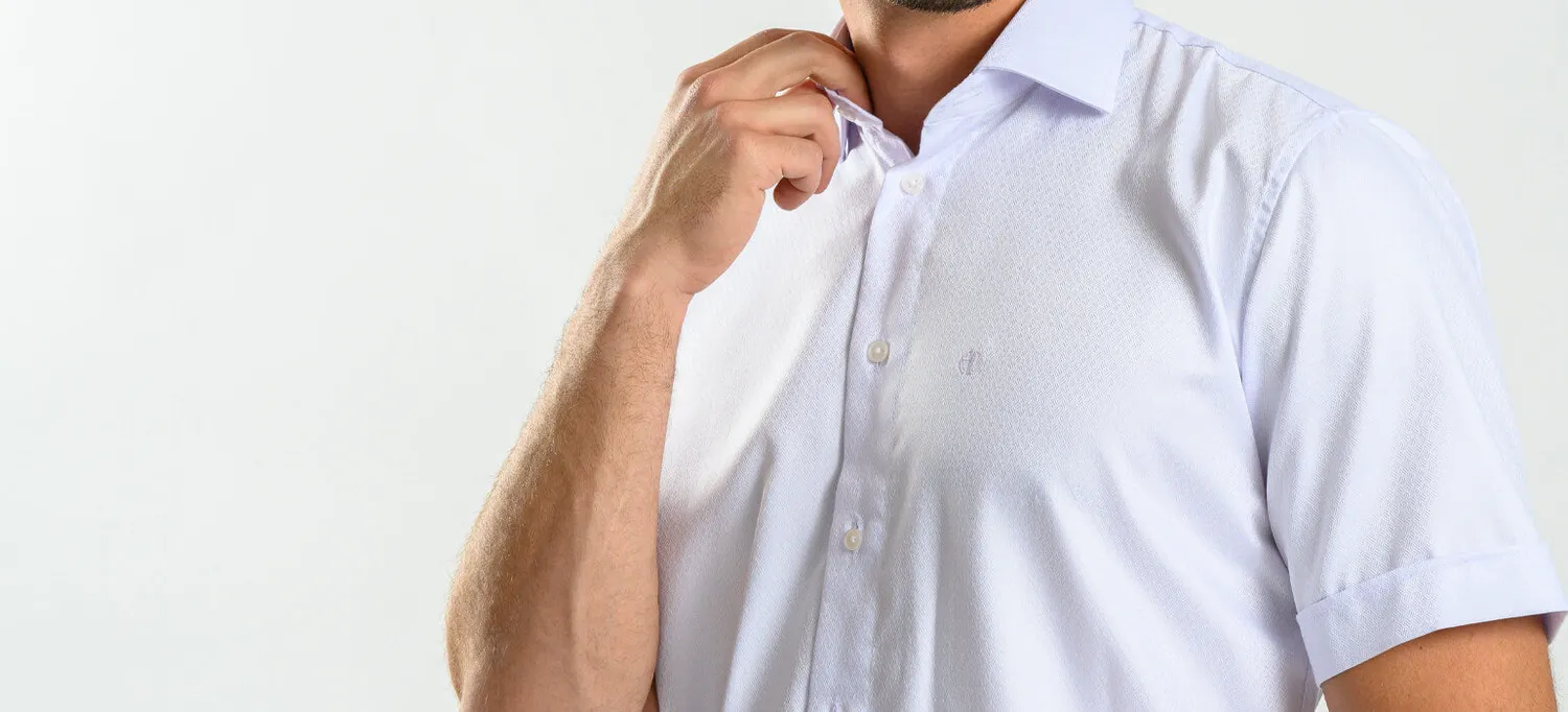 Alain Delon camicia bianca slim manica corta