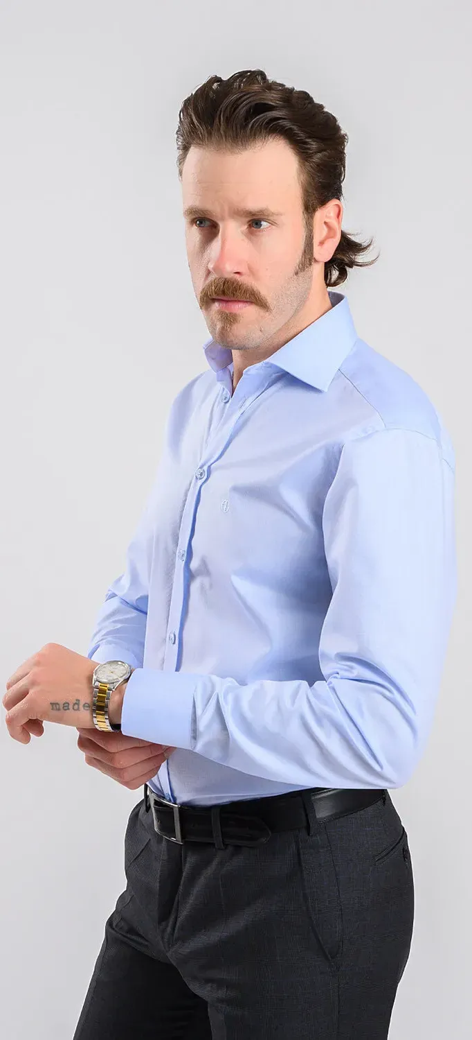 Alain Delon Extra Slim Fit camicia azzurra 40 cotone