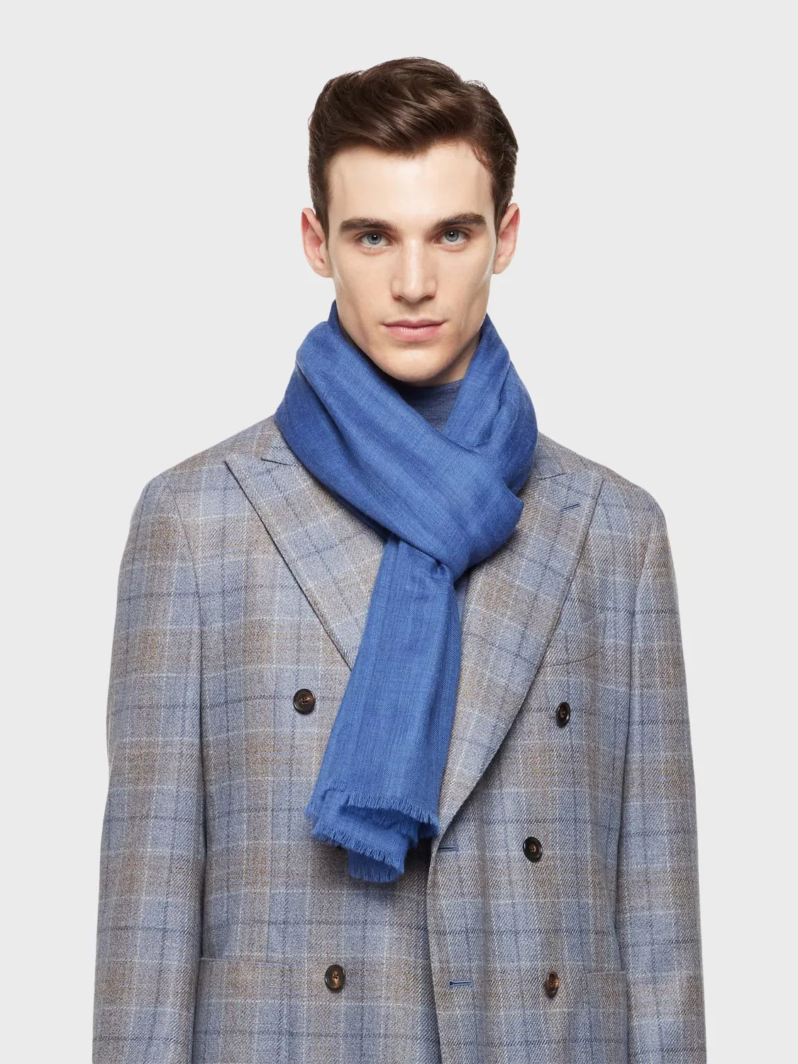 Caruso sciarpa in puro cashmere blu