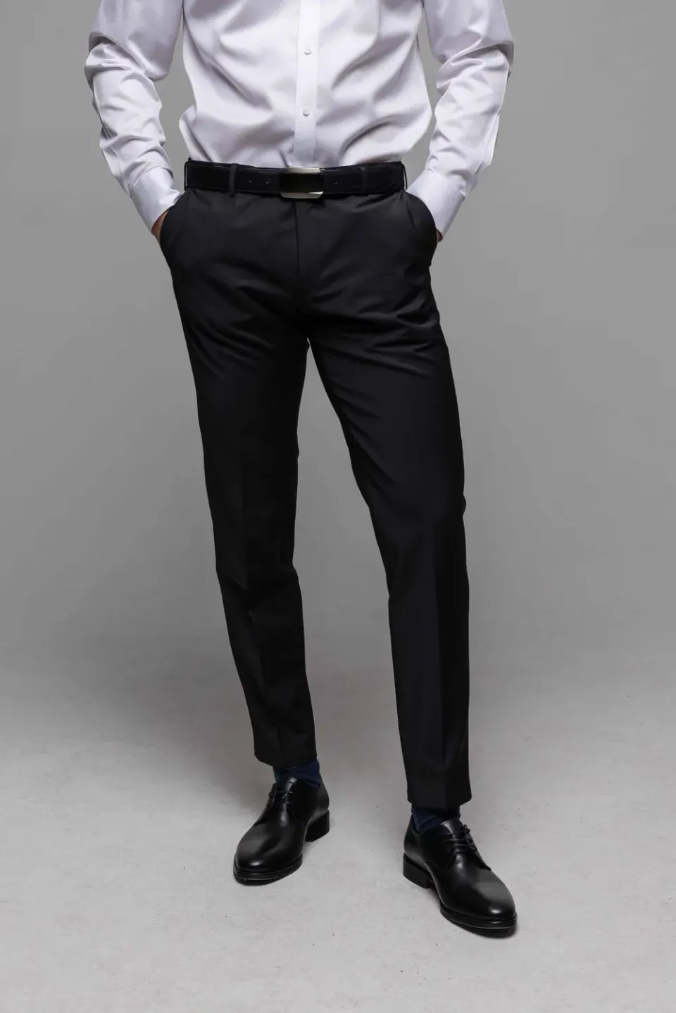 Alain Delon Basic pantalone abito nero slim fit lana