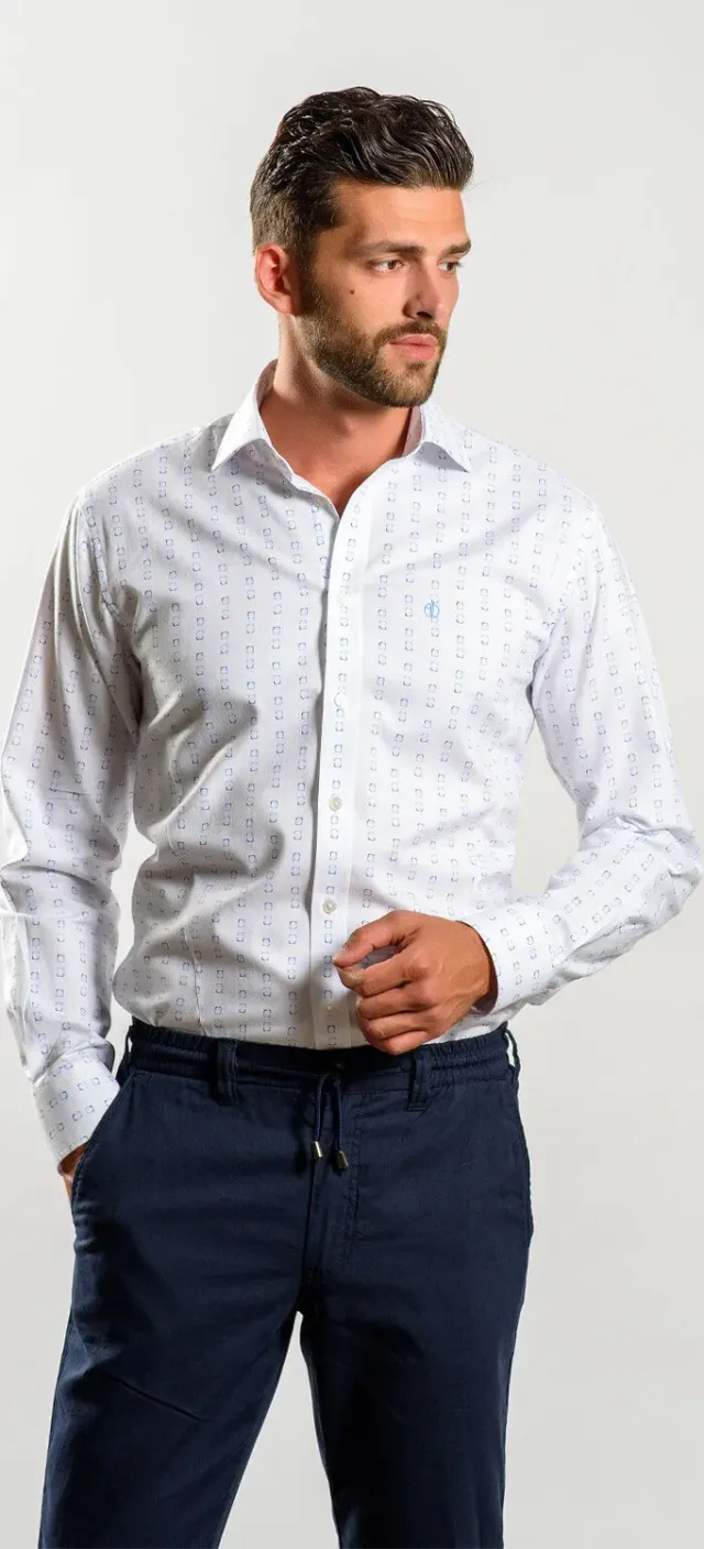 Alain Delon camicia bianca fantasia extra slim
