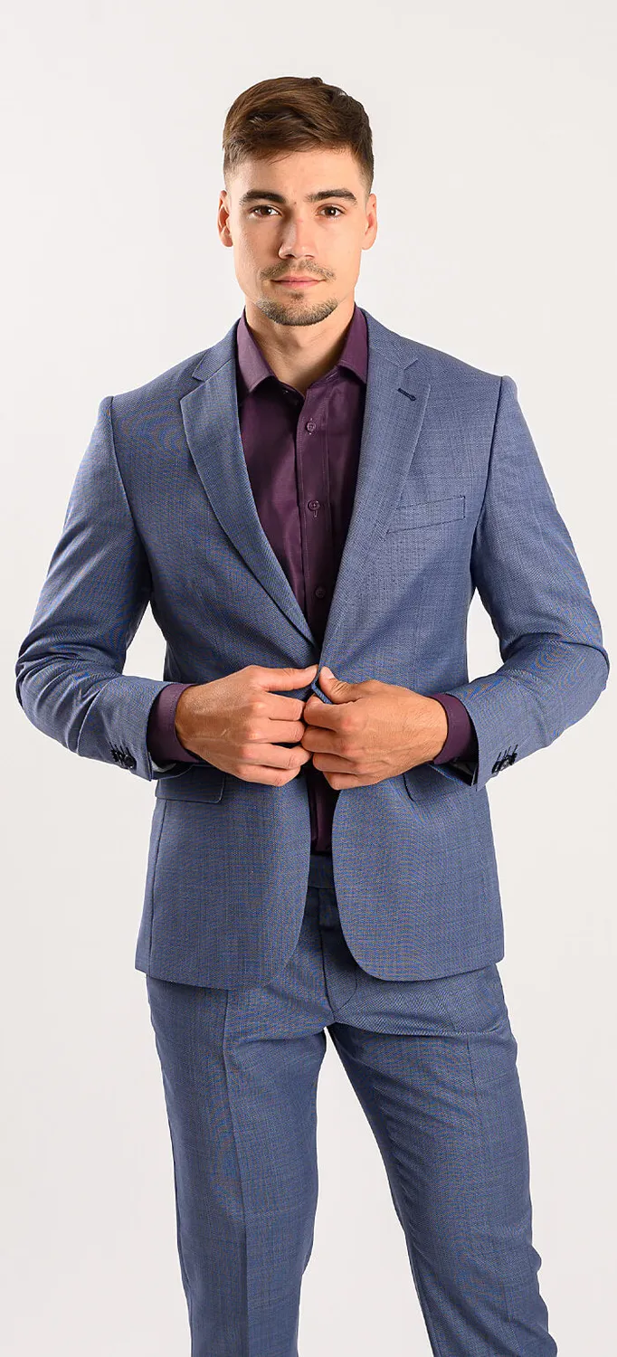 Alain Delon abito azzurro slim fit taglia 48 elasticizzato