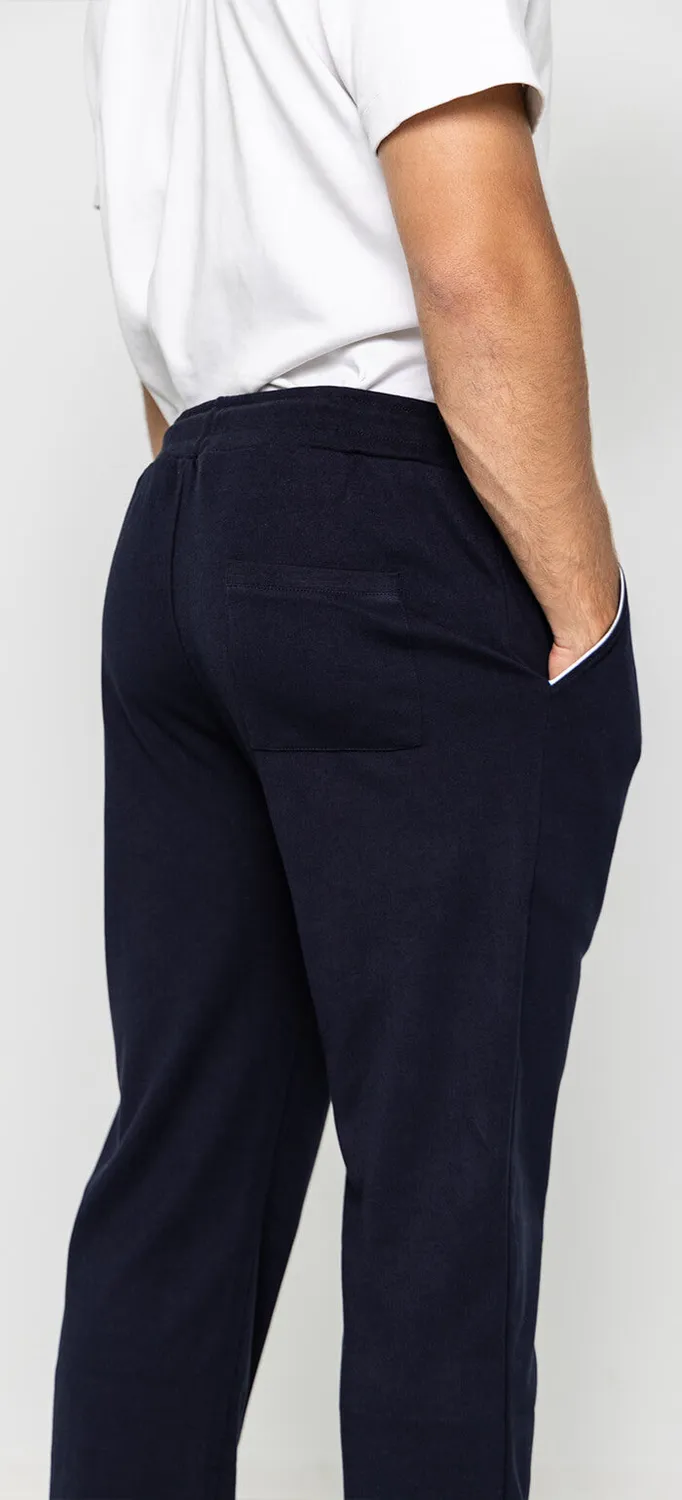 Alain Delon Pantaloni Tuta Blu Navy Elastici