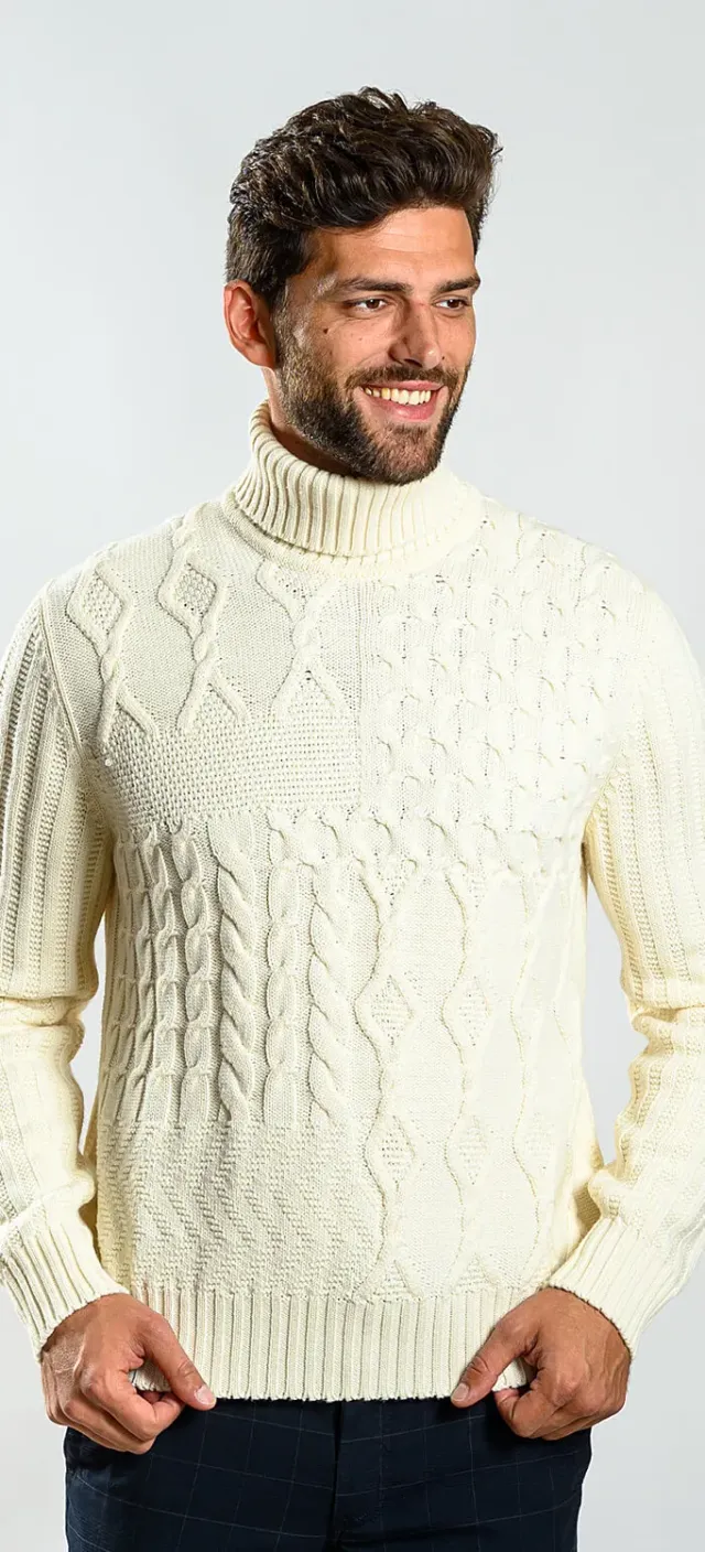 Alain Delon dolcevita lana merino crema vestibilità comoda