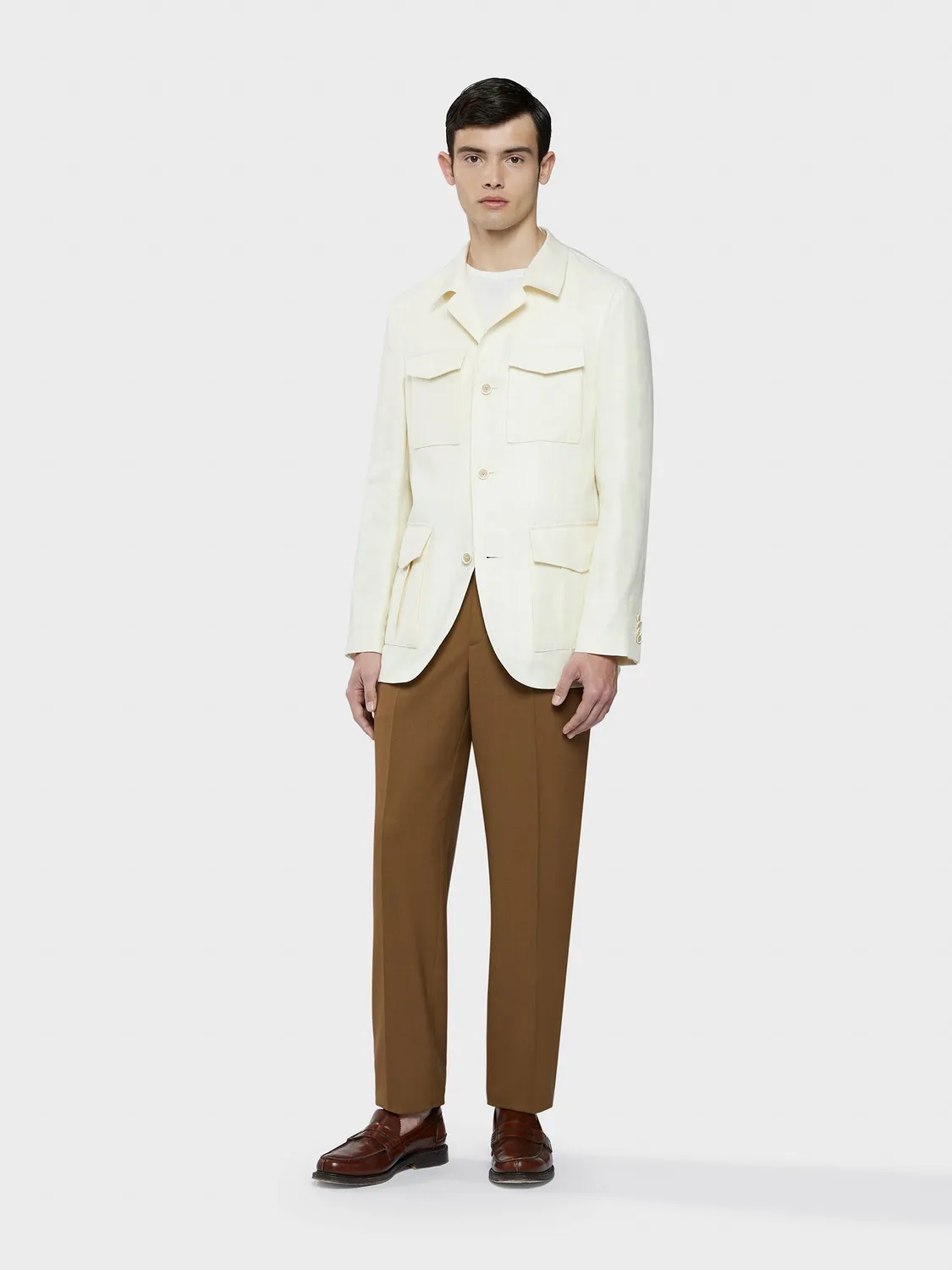 Caruso Houdini pantalone tropical lana marrone