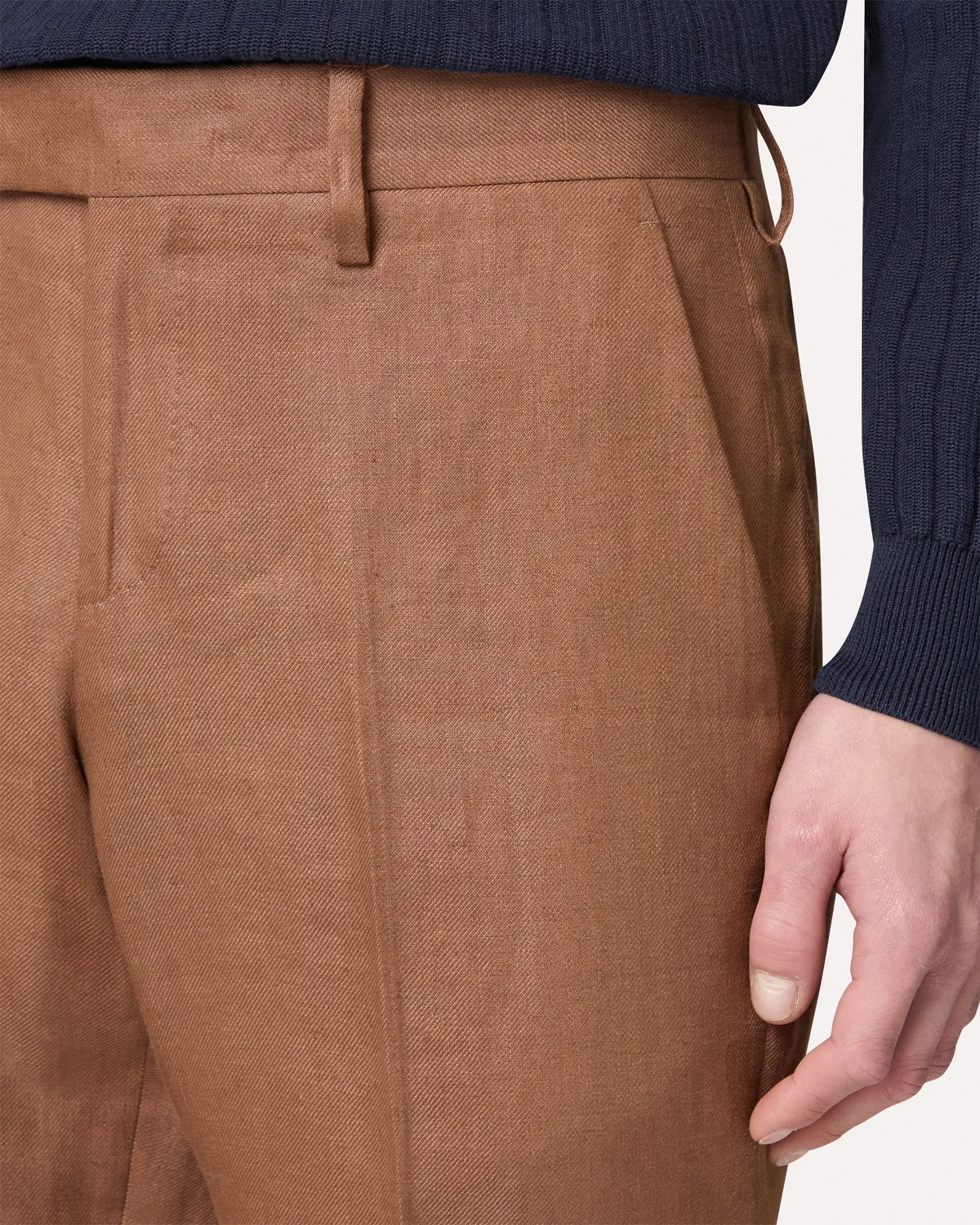Lardini pantalone marrone twill lino fondo 18 cm