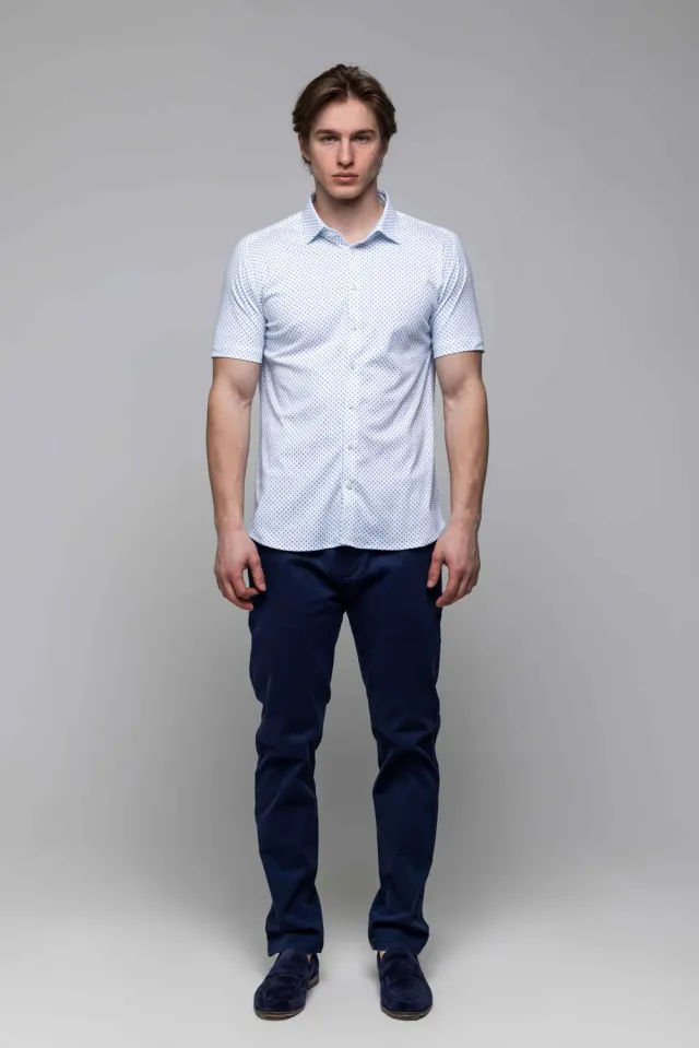 Alain Delon Camicia Bianca Manica Corta Extra Slim Stretch