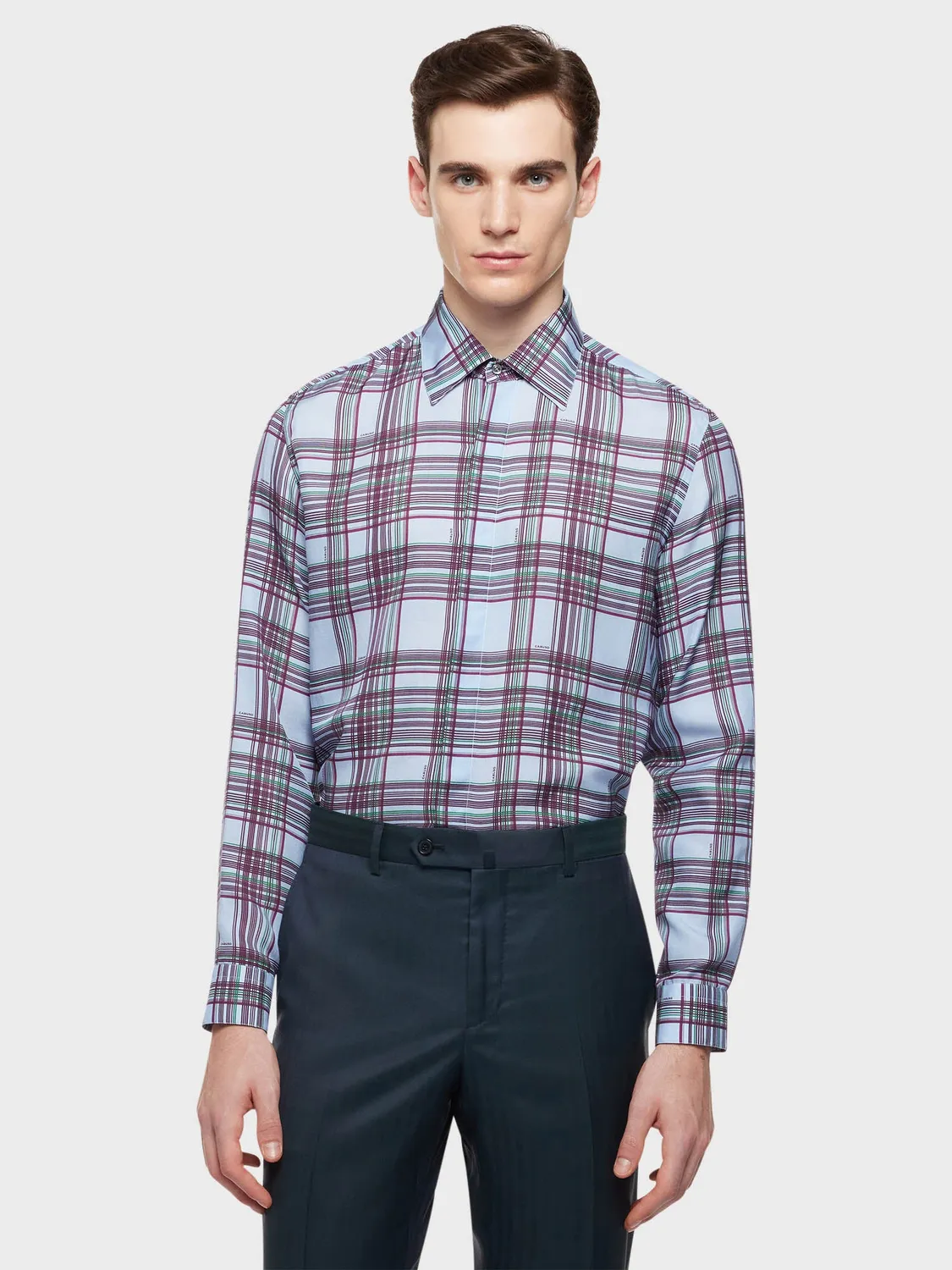 Caruso Butterfly camicia seta principe di galles
