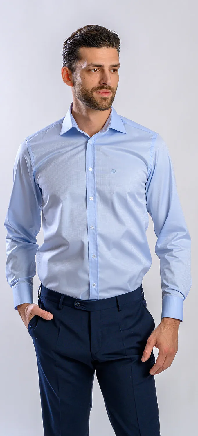 Alain Delon camicia azzurra slim fit onde Getzner