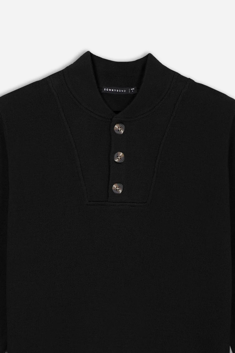 Sonny Bono FW2627 Maglia Collo Bottoni Nero elasticizzata