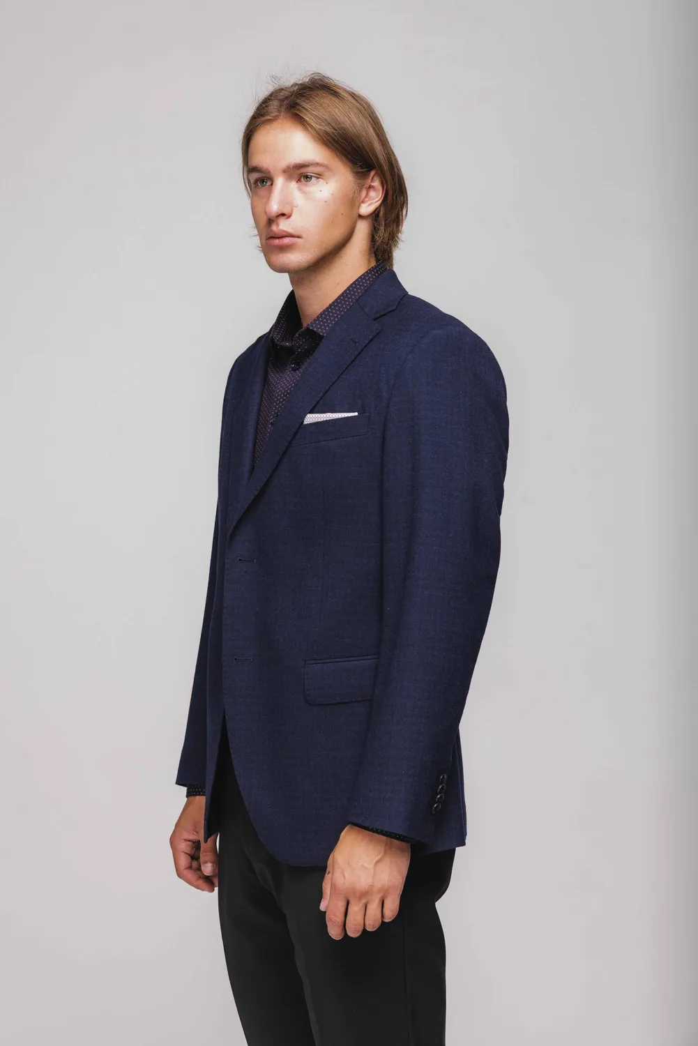 Alain Delon Blazer blu navy quadri neri Slim Fit fodera