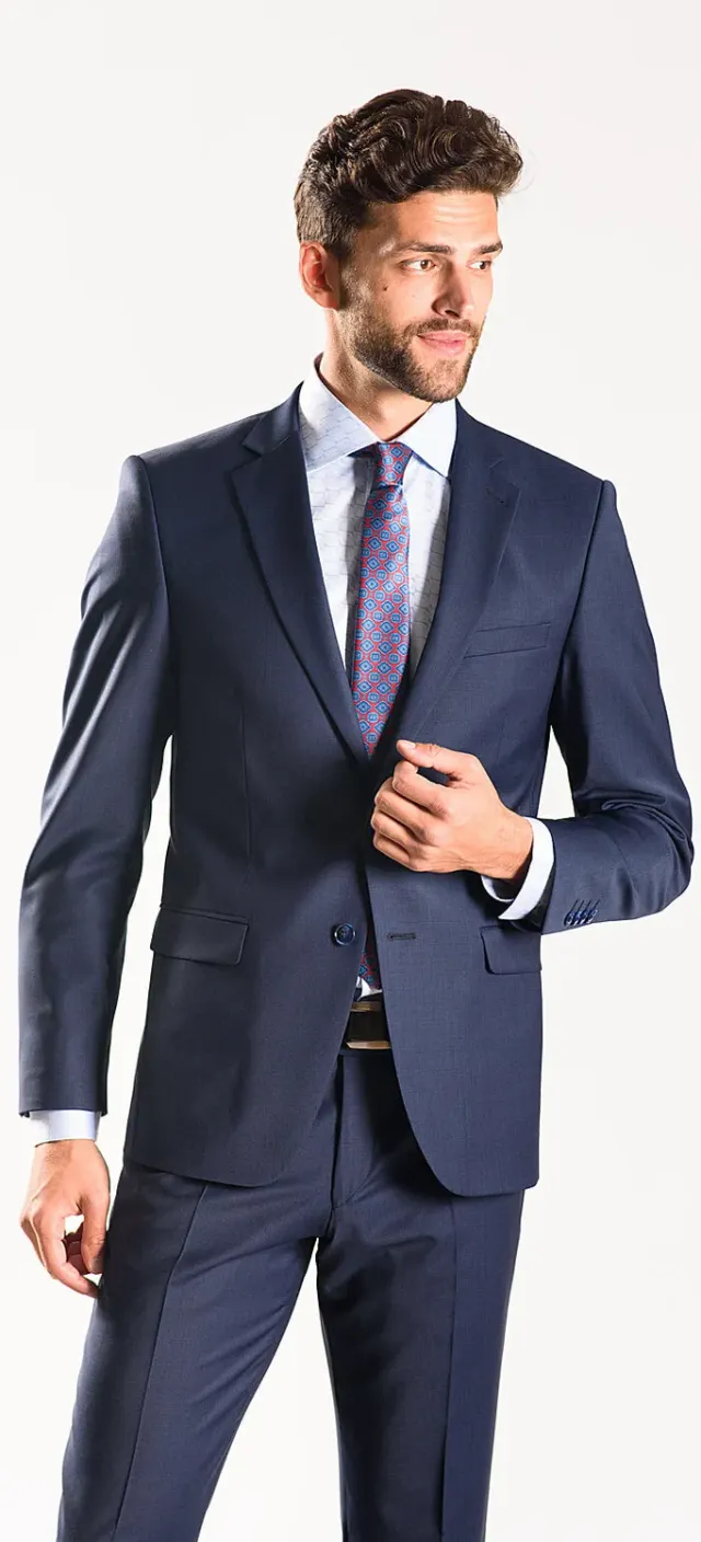 Alain Delon abito blu navy slim fit anti-piega taglia 46