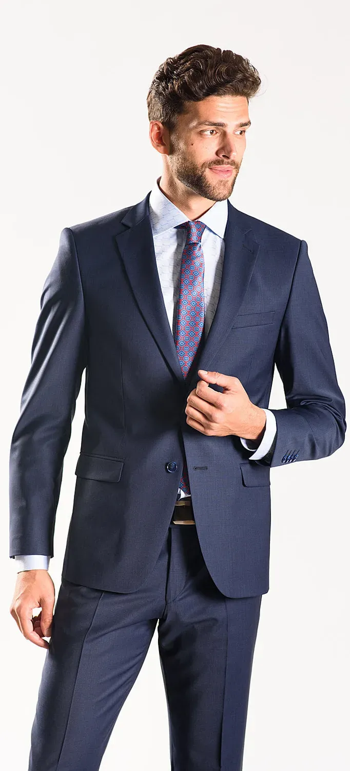 Alain Delon abito blu navy slim fit anti-piega taglia 46