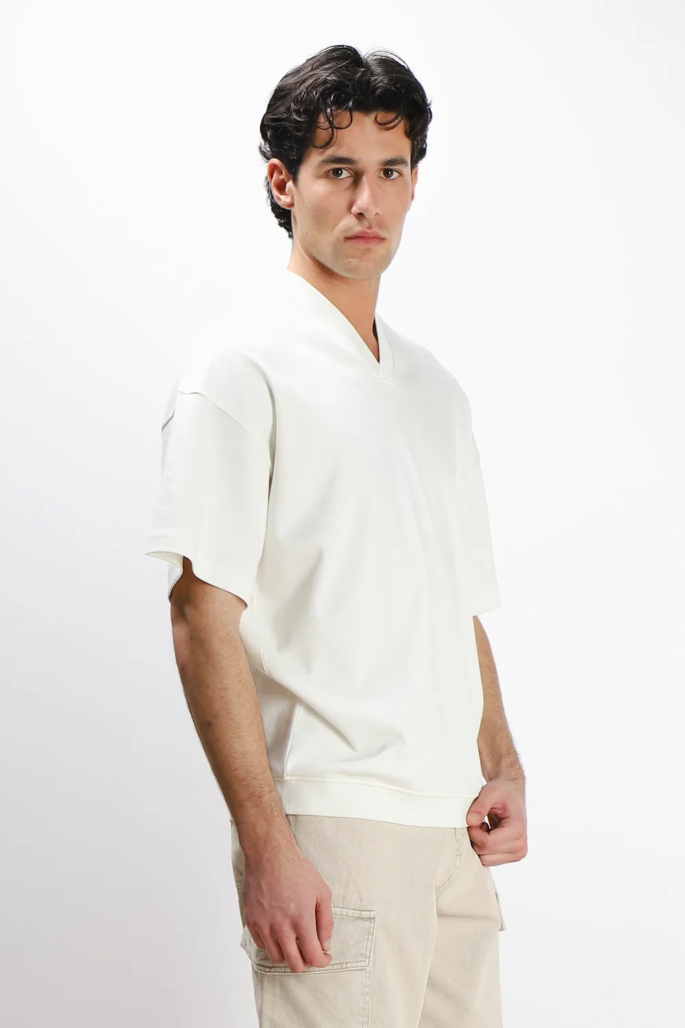 Sonny Bono Over Fit t-shirt gesso scollo a V ampia