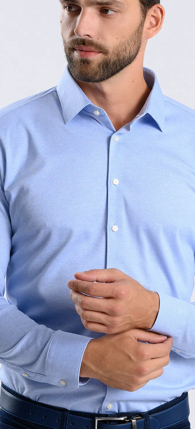 Alain Delon camicia extra slim azzurra elasticizzata XXL