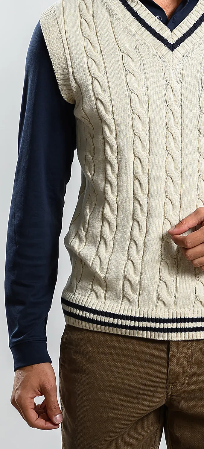 Alain Delon gilet maglia crema uomo slim fit cotone