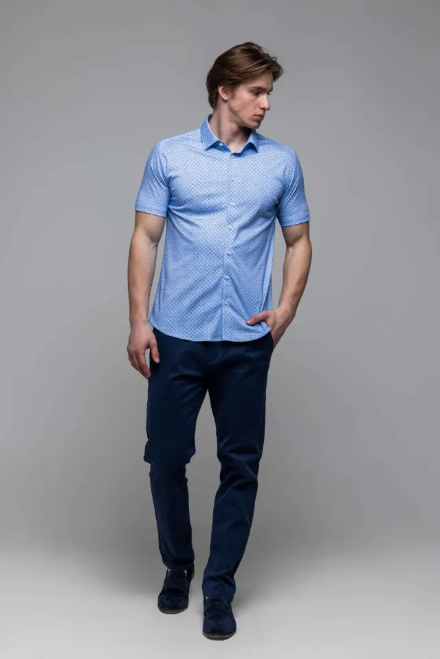 Alain Delon Camicia extra slim fantasia manica corta cotone