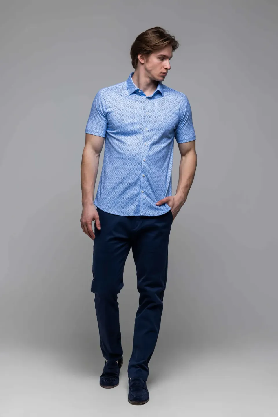 Alain Delon Camicia extra slim fantasia manica corta cotone