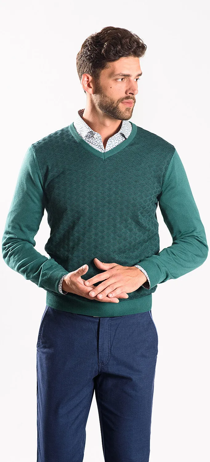 Alain Delon maglione verde cotone S slim fit