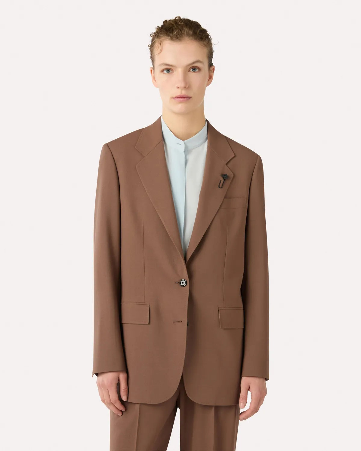 Lardini Blazer Monopetto Marrone Lana Stretch