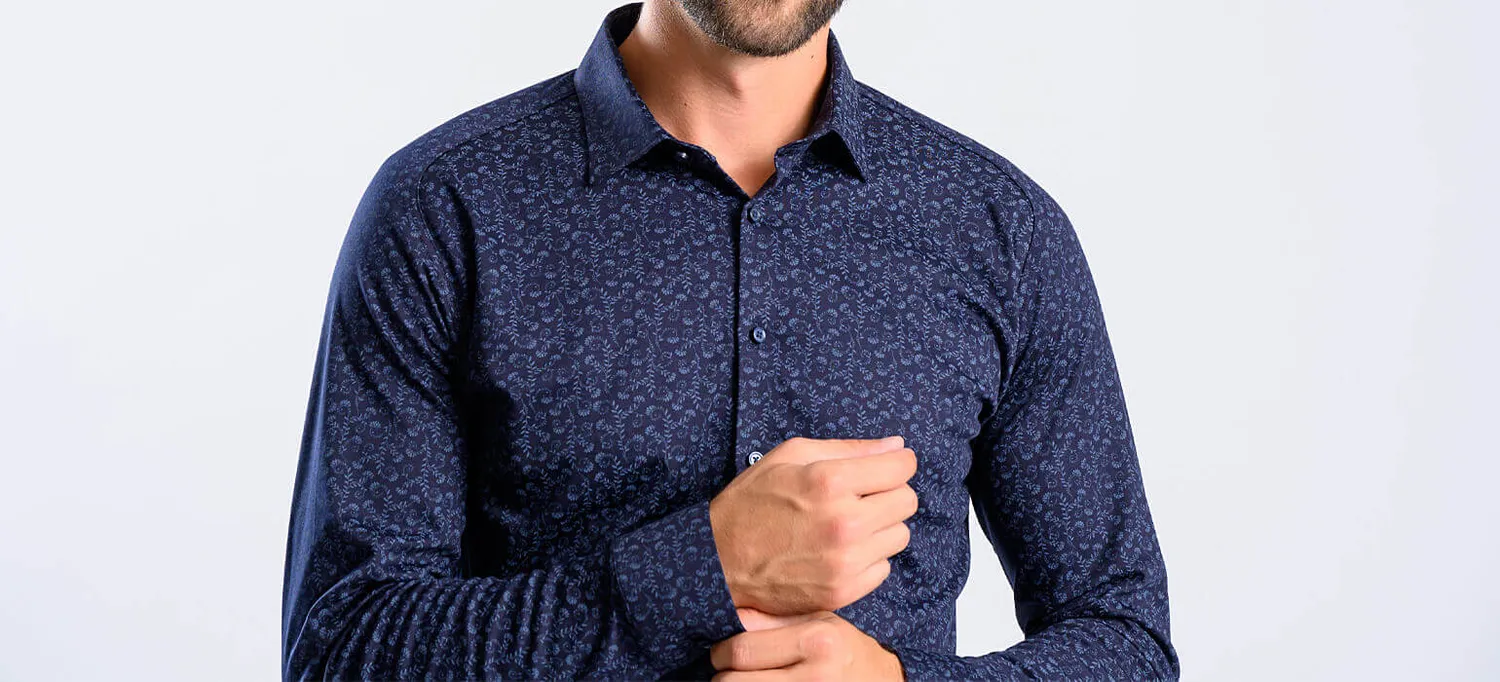Alain Delon Stretch Extra Slim Fit camicia blu fantasia
