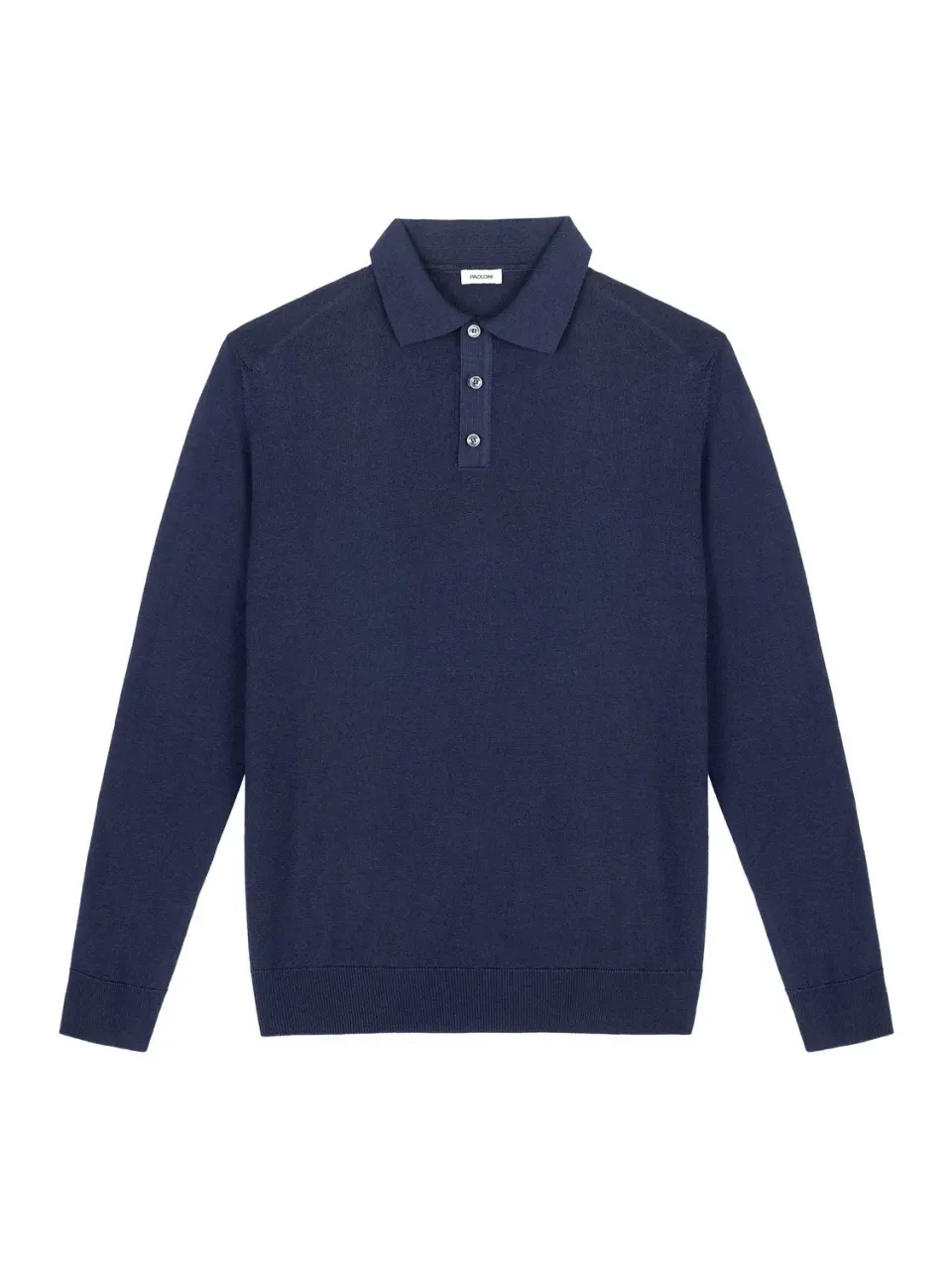 Paoloni Polo manica lunga blu lana merinos