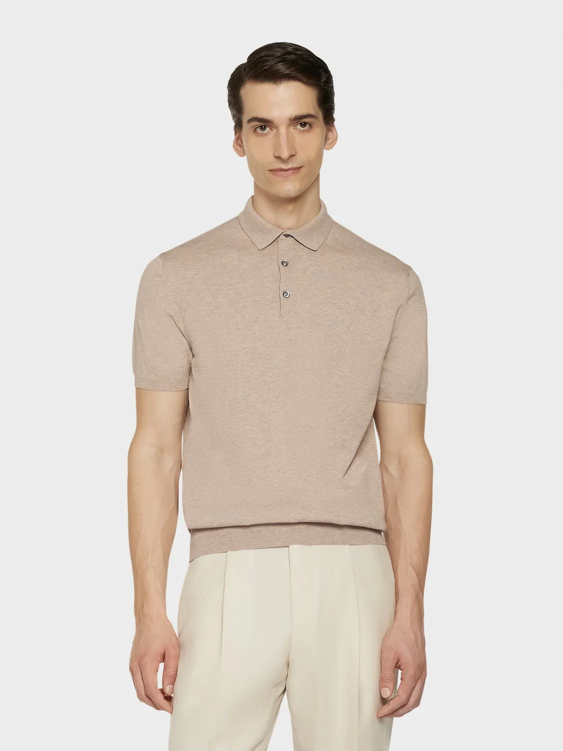 Caruso Butterfly polo maniche corte cotone sabbia