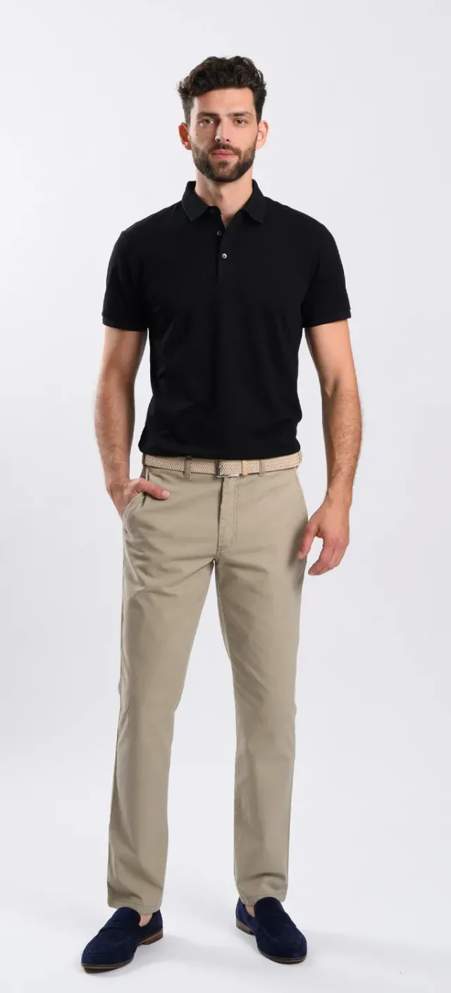 Alain Delon polo nera uomo slim fit in cotone