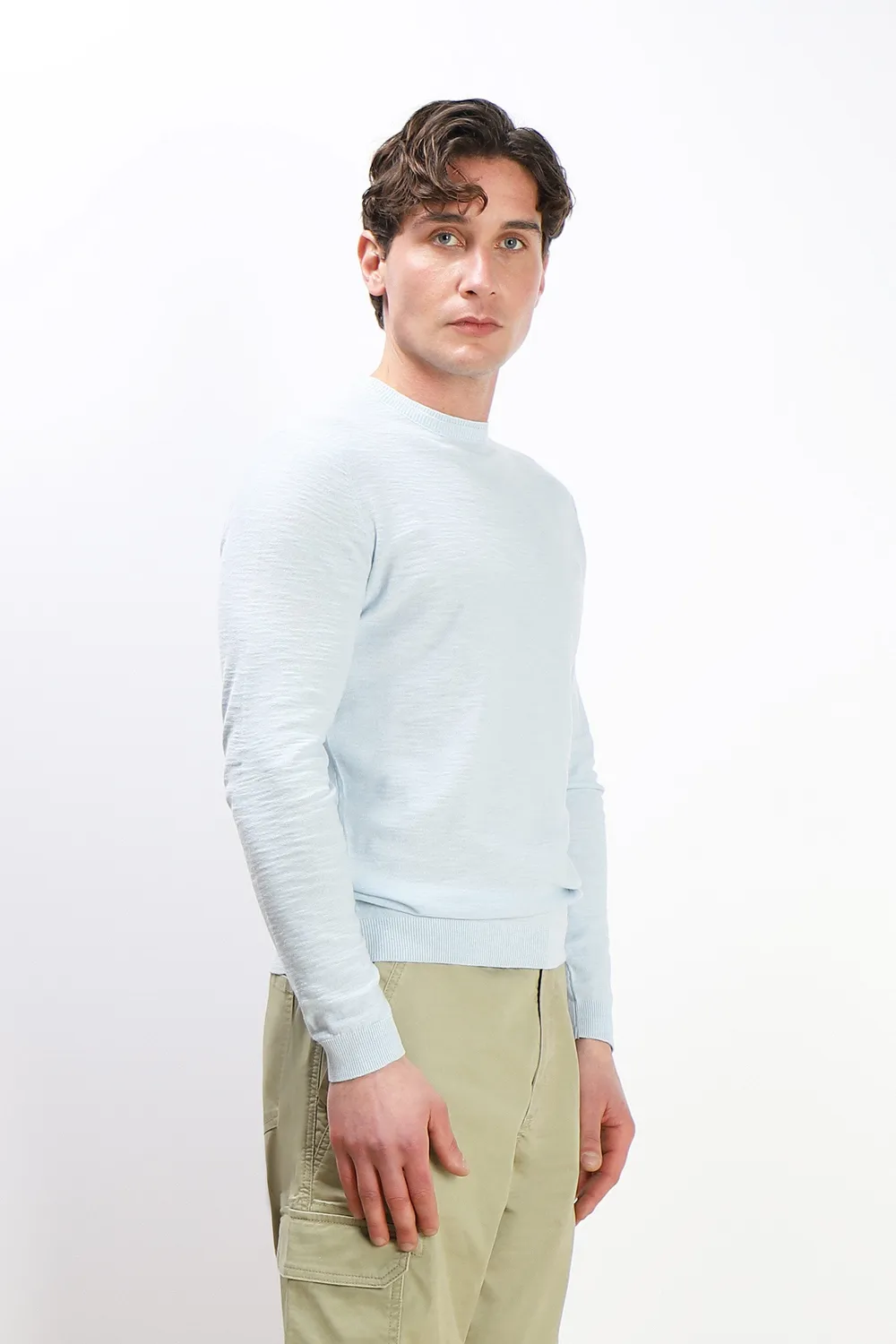 Sonny Bono maglia girocollo slub cielo