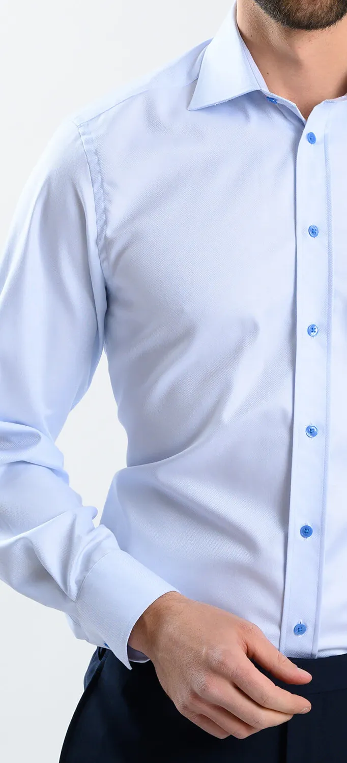 Alain Delon camicia slim fit azzurra cotone Getzner