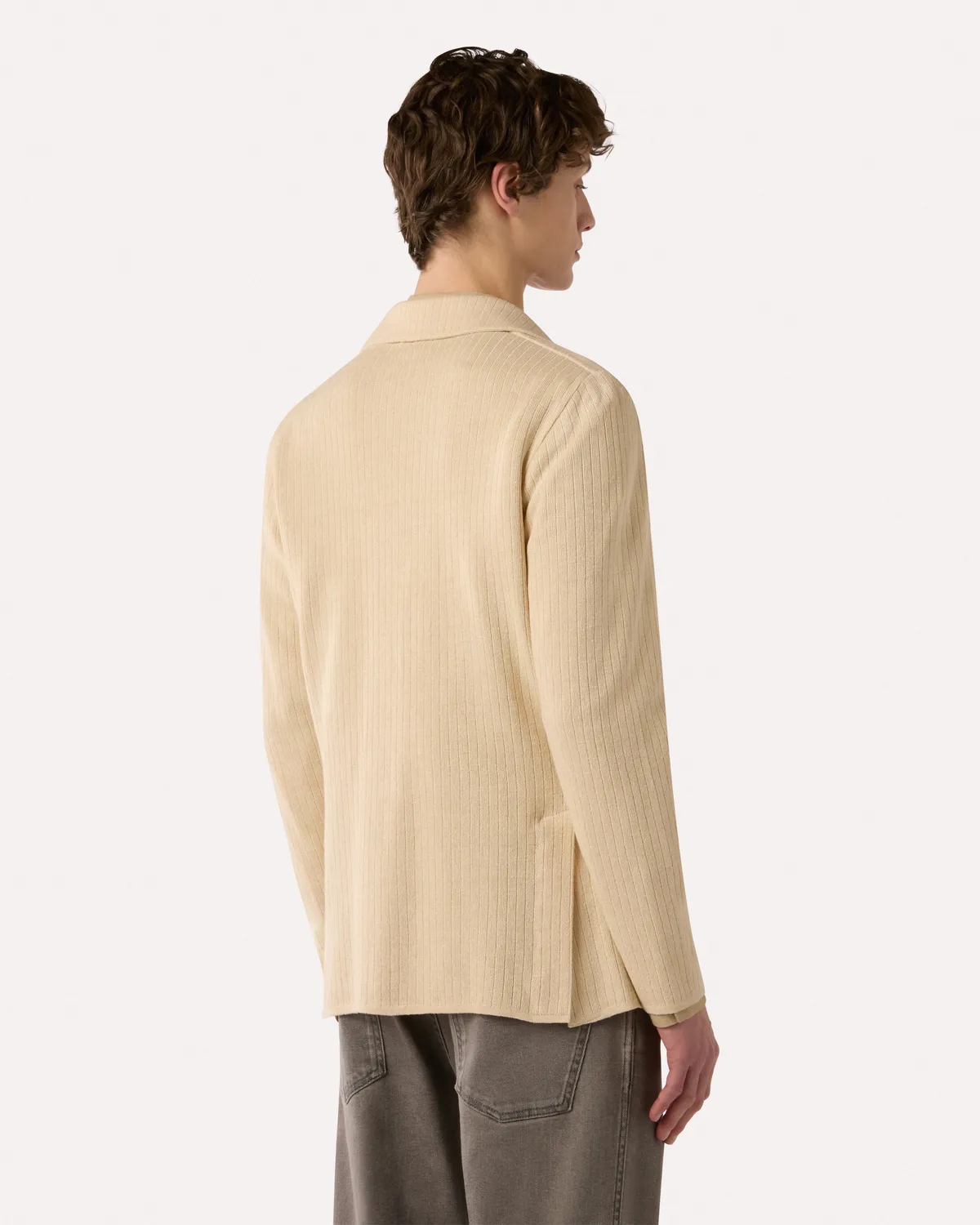 Lardini giacca maglia lino cotone panna 2 bottoni