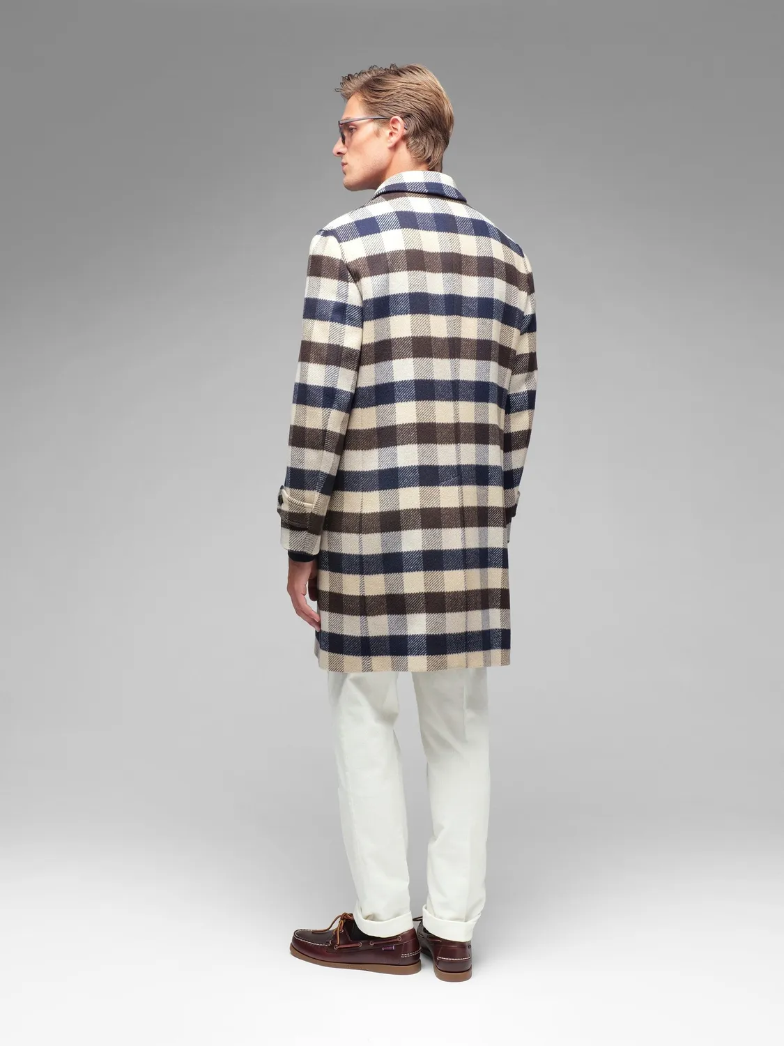 Paoloni Cappotto check marrone misto lana scomparsa