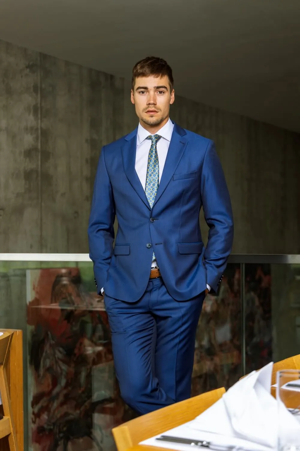 Alain Delon Abito Slim Fit Blu Lana Zignone