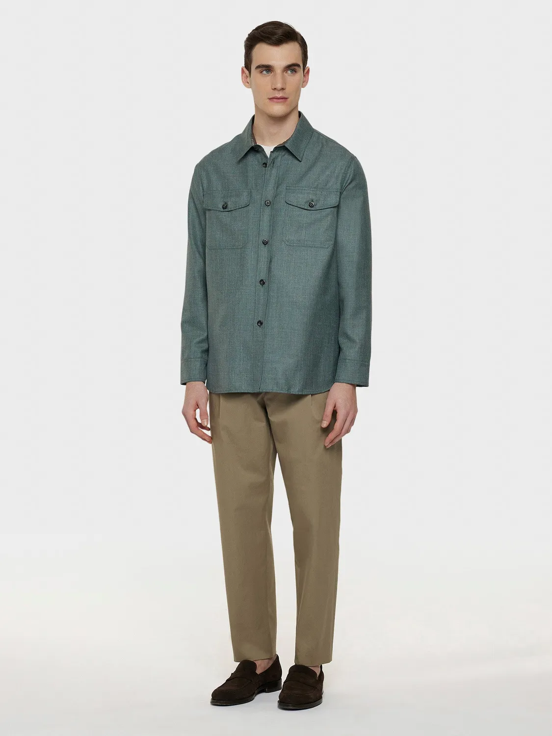Caruso Aida overshirt lana seta lino verde