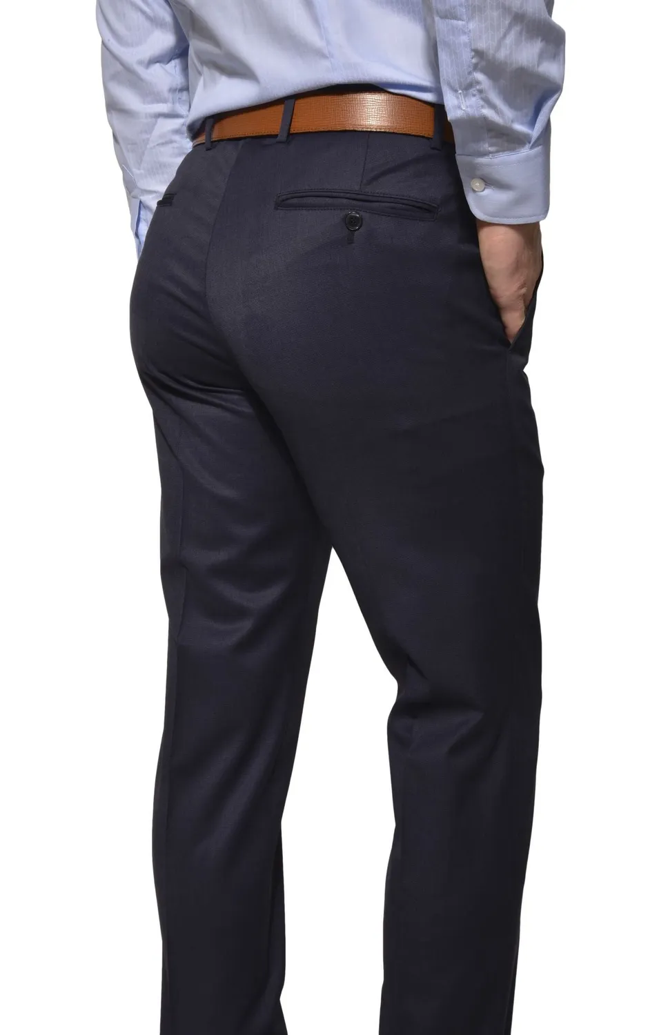 Alain Delon pantalone abito blu slim fit lana