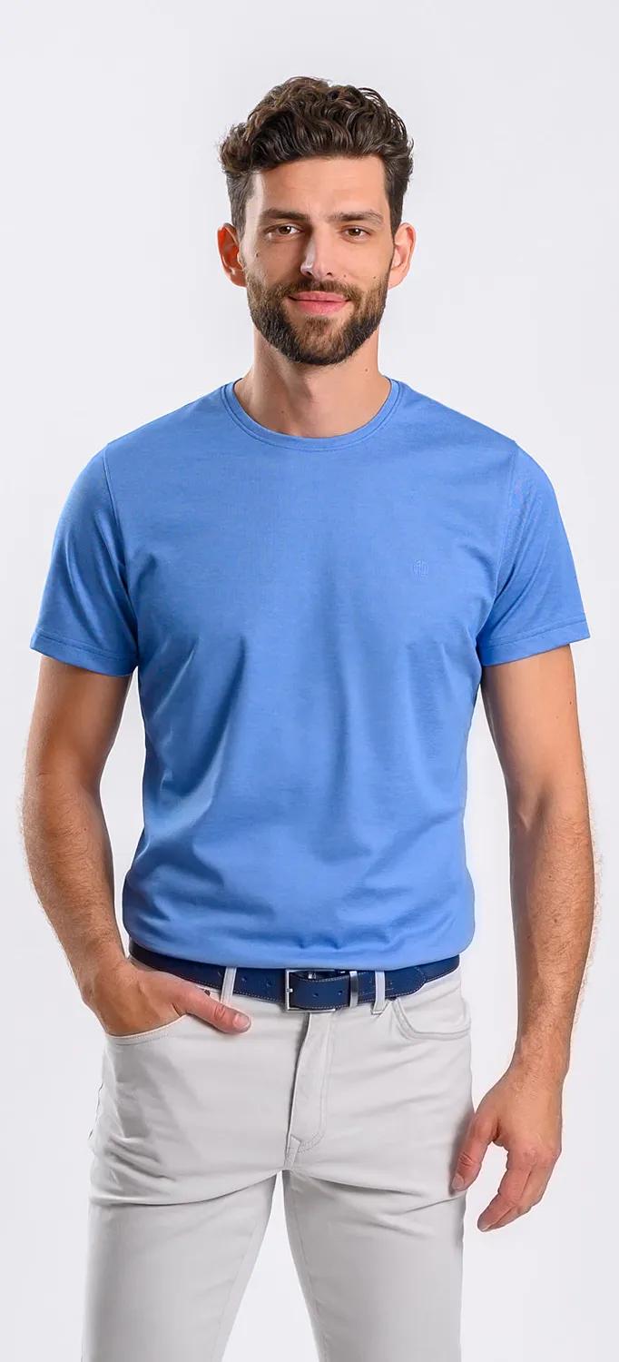 Alain Delon T-Shirt Blu Fantasia Micropima Slim
