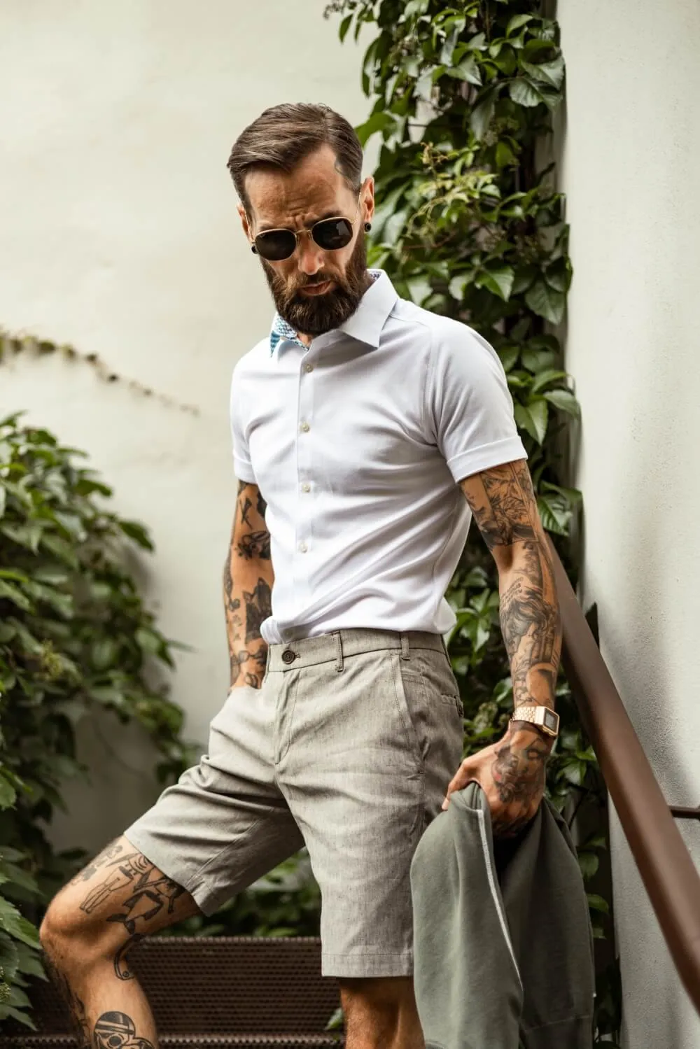 Alain Delon camicia bianca stretch manica corta extra slim
