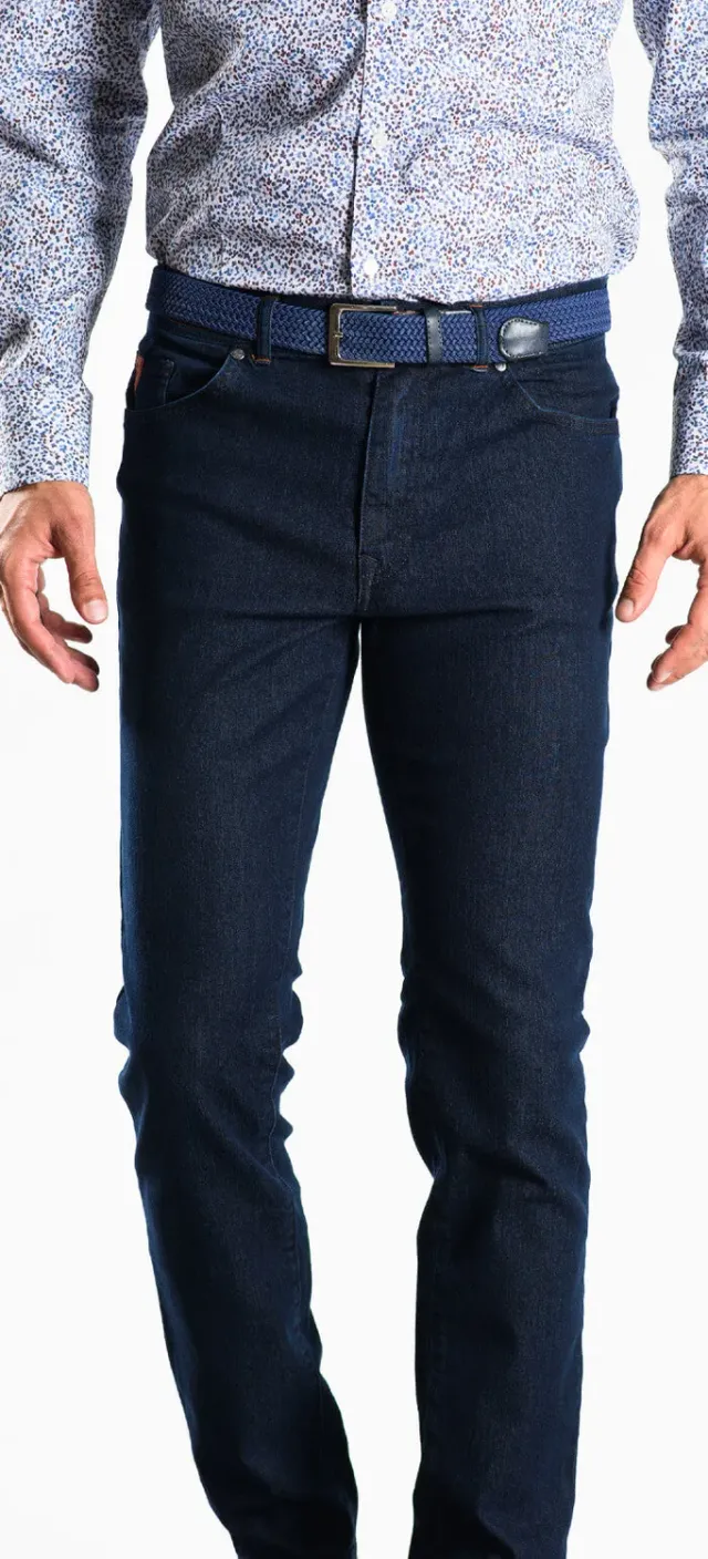 Alain Delon jeans slim blu scuro denim elasticizzato