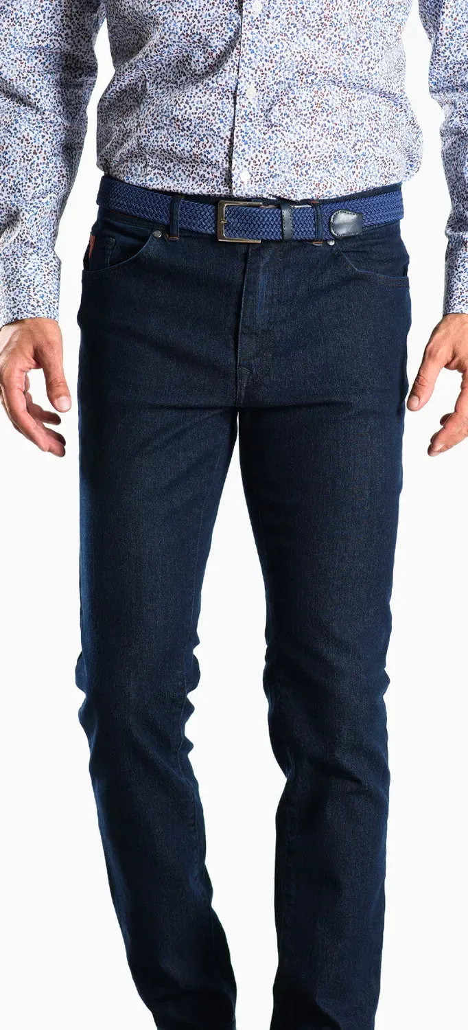 Alain Delon jeans slim blu scuro denim elasticizzato