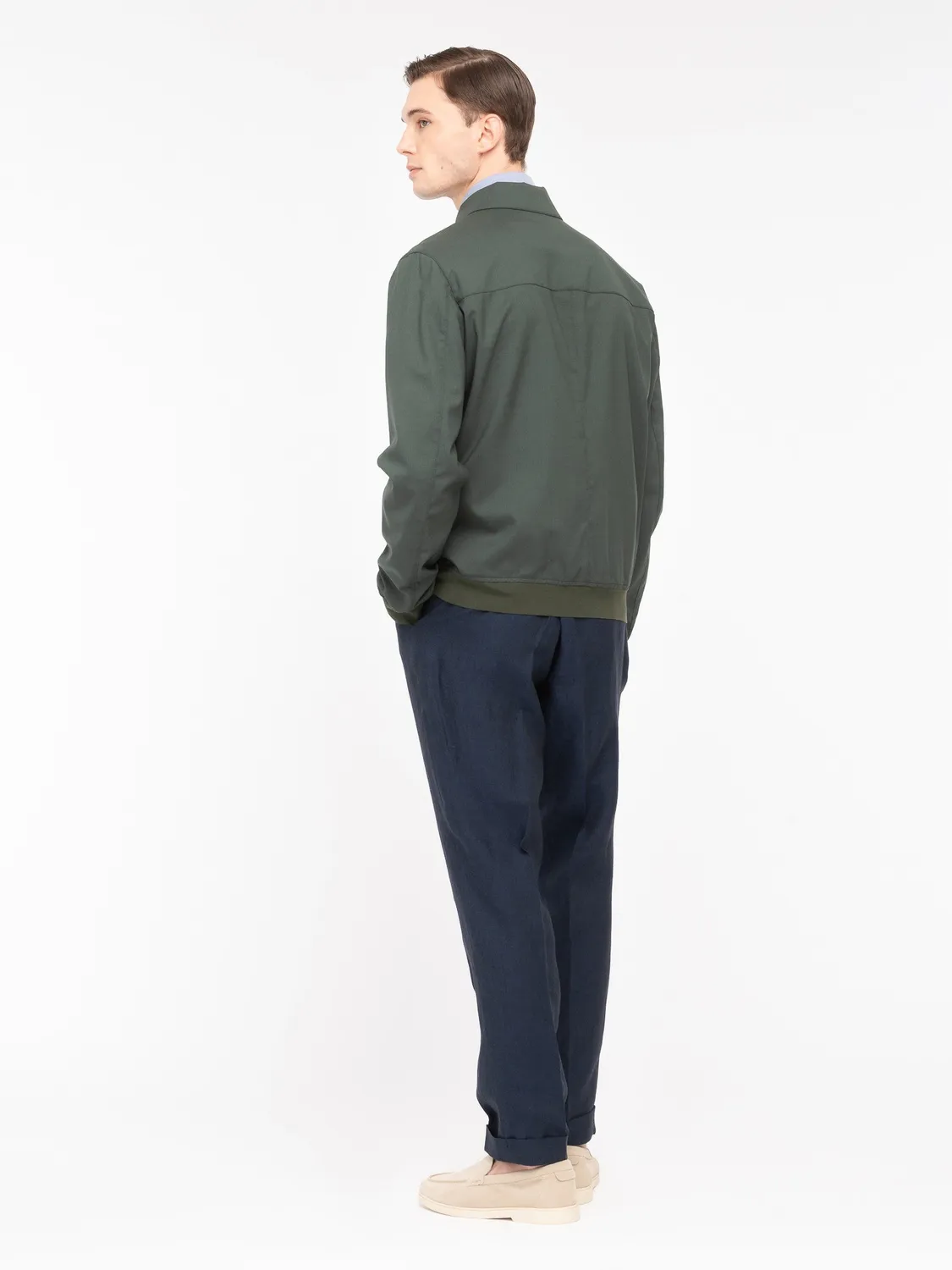Paoloni Bomber fresco lana stretch verde